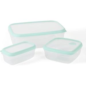 Martha Stewart Hadsell 6 Piece 32.1 oz, 22 oz, 13.5 oz Round Borosilicate Glass Storage Container Set w/PP Pop Martha Blue Lids(Square & Rectangular (126oz  33.3oz  16.7oz))