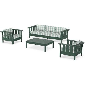 Martha Stewart by POLYWOOD® Acadia 4-Piece Deep Seating Set with Sofa in Green (Buffalo Plaid Grey Mist)(Buffalo Plaid Glacier Spa)