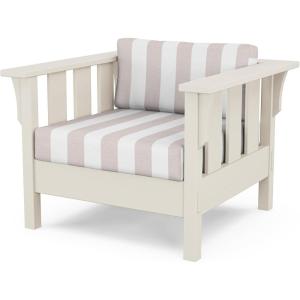 Martha Stewart by POLYWOOD® Acadia Deep Seating Chair in Slate Grey/Natural Linen(Sand / Cabana Stripe Dune Burlap)