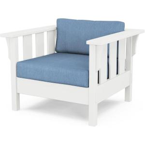 Martha Stewart by POLYWOOD® Acadia Deep Seating Chair in Slate Grey/Natural Linen(White / Sky Blue)