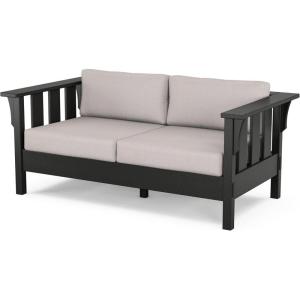 Martha Stewart by POLYWOOD® Acadia Deep Seating Loveseat in Black/Dune Burlap(Black / Dune Burlap)