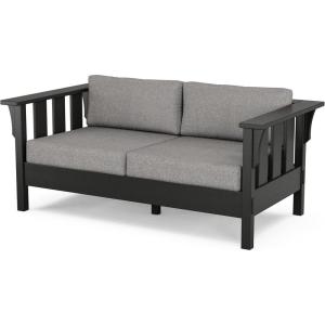 Martha Stewart by POLYWOOD® Acadia Deep Seating Loveseat in Black/Dune Burlap(Black / Grey Mist)