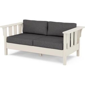Martha Stewart by POLYWOOD® Acadia Deep Seating Loveseat in Black/Dune Burlap(Sand / Ash Charcoal)