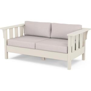 Martha Stewart by POLYWOOD® Acadia Deep Seating Loveseat in Black/Dune Burlap(Sand / Dune Burlap)