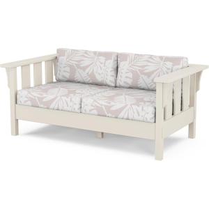 Martha Stewart by POLYWOOD® Acadia Deep Seating Loveseat in Black/Dune Burlap(Sand / Leaf Dune Burlap)