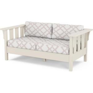 Martha Stewart by POLYWOOD® Acadia Deep Seating Loveseat in Black/Dune Burlap(Sand / Trellis Dune Burlap)