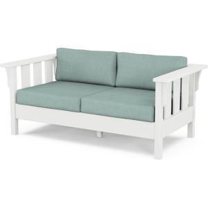 Martha Stewart by POLYWOOD® Acadia Deep Seating Loveseat in Black/Dune Burlap(White / Glacier Spa)
