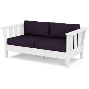 Martha Stewart by POLYWOOD® Acadia Deep Seating Loveseat in Black/Dune Burlap(White / Navy Linen)