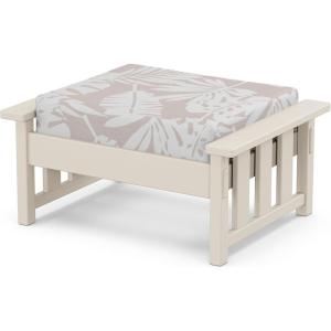 Martha Stewart by POLYWOOD® Acadia Deep Seating Ottoman in Slate Grey/Midnight Linen(Sand / Leaf Dune Burlap)
