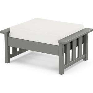 Martha Stewart by POLYWOOD® Acadia Deep Seating Ottoman in Slate Grey/Midnight Linen(Slate Grey / Natural Linen)
