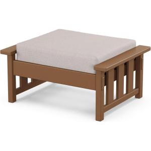 Martha Stewart by POLYWOOD® Acadia Deep Seating Ottoman in Slate Grey/Midnight Linen(Teak / Dune Burlap)