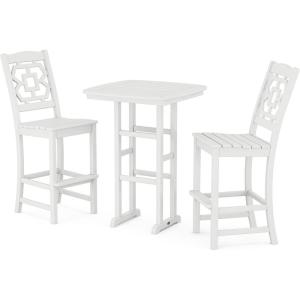 Martha Stewart by POLYWOOD® Chinoiserie 3-Piece Bar Set in Mahogany(White)