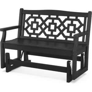 Martha Stewart by POLYWOOD® Chinoiserie 48″ Glider in Sand(Black)