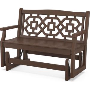Martha Stewart by POLYWOOD® Chinoiserie 48″ Glider in Sand(Mahogany)