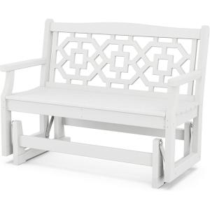 Martha Stewart by POLYWOOD® Chinoiserie 48″ Glider in Sand(White)