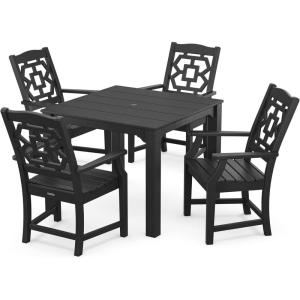 Martha Stewart by POLYWOOD® Chinoiserie 5-Piece Parsons Dining Set (Exclusive) in Green(Black)