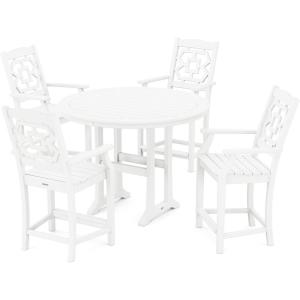 Martha Stewart by POLYWOOD® Chinoiserie 5-Piece Round Counter Set in Green(White)