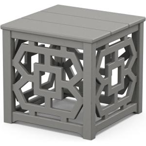 Martha Stewart by POLYWOOD® Chinoiserie Accent Table in Teak(Slate Grey)