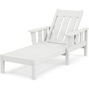Martha Stewart by POLYWOOD® Chinoiserie Chaise Lounge in Slate Grey(White)