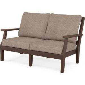 Martha Stewart by POLYWOOD® Chinoiserie Deep Seating Loveseat in Mahogany/Spiced Burlap(Mahogany / Spiced Burlap)