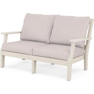 Martha Stewart by POLYWOOD® Chinoiserie Deep Seating Loveseat in Mahogany/Spiced Burlap(Sand / Dune Burlap)
