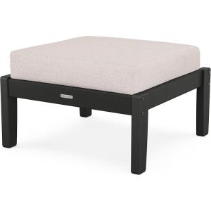 Martha Stewart by POLYWOOD® Chinoiserie Deep Seating Ottoman in Sand/Ash Charcoal(Black / Dune Burlap)