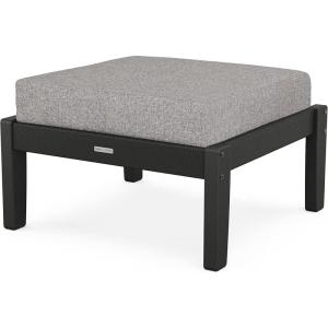 Martha Stewart by POLYWOOD® Chinoiserie Deep Seating Ottoman in Sand/Ash Charcoal(Black / Grey Mist)