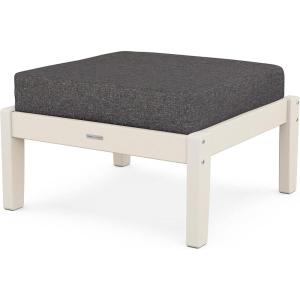 Martha Stewart by POLYWOOD® Chinoiserie Deep Seating Ottoman in Sand/Ash Charcoal(Sand / Ash Charcoal)