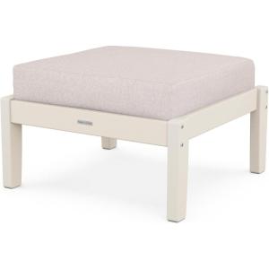 Martha Stewart by POLYWOOD® Chinoiserie Deep Seating Ottoman in Sand/Ash Charcoal(Sand / Dune Burlap)