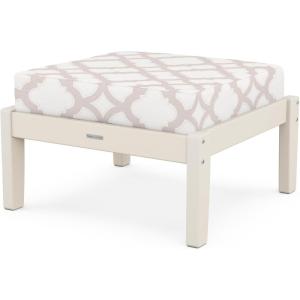 Martha Stewart by POLYWOOD® Chinoiserie Deep Seating Ottoman in Sand/Ash Charcoal(Sand / Trellis Dune Burlap)