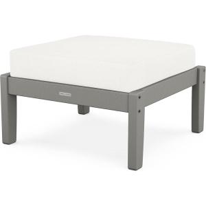 Martha Stewart by POLYWOOD® Chinoiserie Deep Seating Ottoman in Sand/Ash Charcoal(Slate Grey / Natural Linen)