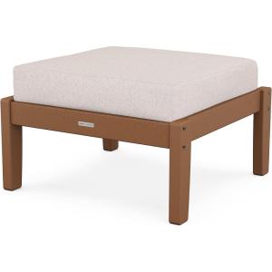 Martha Stewart by POLYWOOD® Chinoiserie Deep Seating Ottoman in Sand/Ash Charcoal(Teak / Dune Burlap)