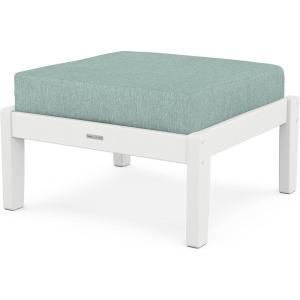 Martha Stewart by POLYWOOD® Chinoiserie Deep Seating Ottoman in Sand/Ash Charcoal(White / Glacier Spa)