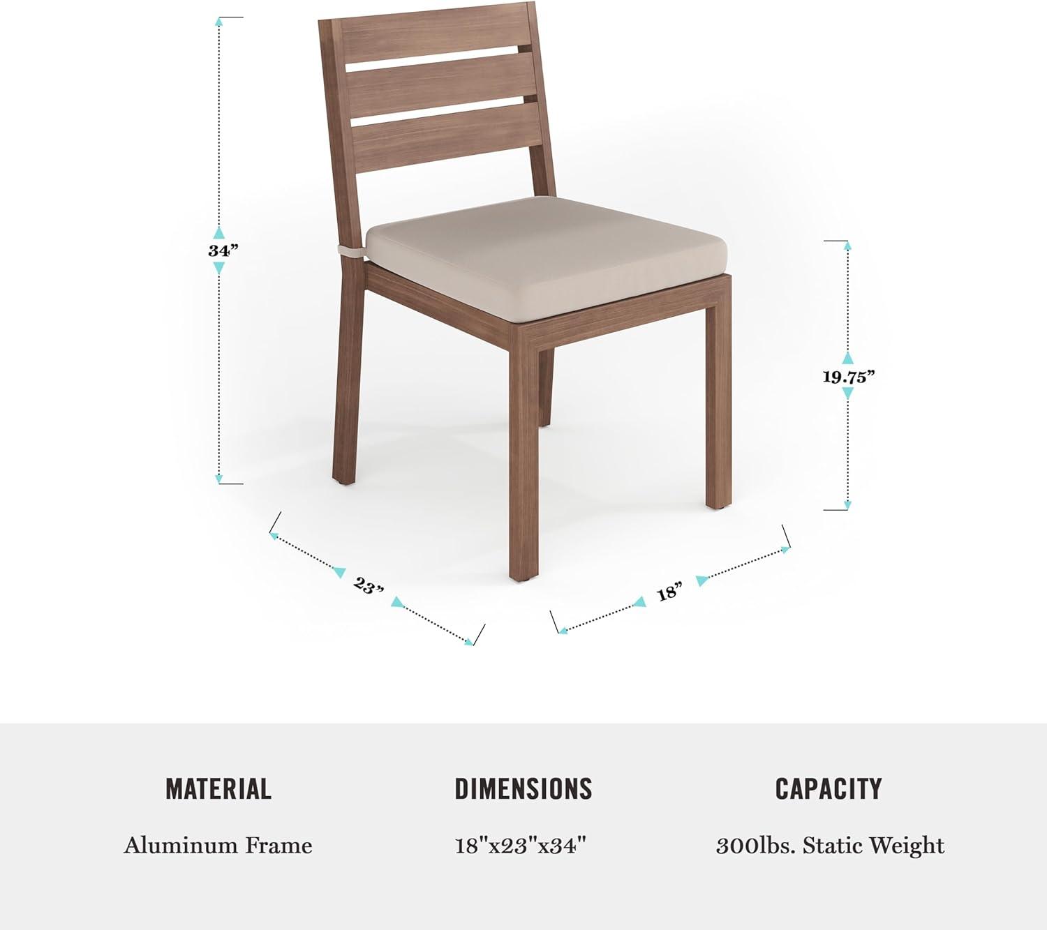 imageMartha Stewart Bedford 9 Piece Patio Set with 71 Table and 8 Stackable Chairs with Brown Brushed Woodgrain Aluminum Finish Cream AllWeather Seat Cushions