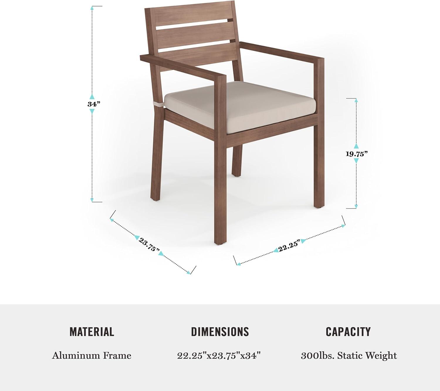 imageMartha Stewart Bedford 9 Piece Patio Set with 71 Table and 8 Stackable Chairs with Brown Brushed Woodgrain Aluminum Finish Cream AllWeather Seat Cushions