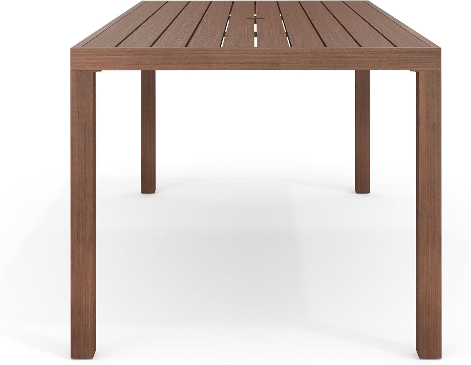 imageMartha Stewart Bedford 9 Piece Patio Set with 71 Table and 8 Stackable Chairs with Brown Brushed Woodgrain Aluminum Finish Cream AllWeather Seat Cushions