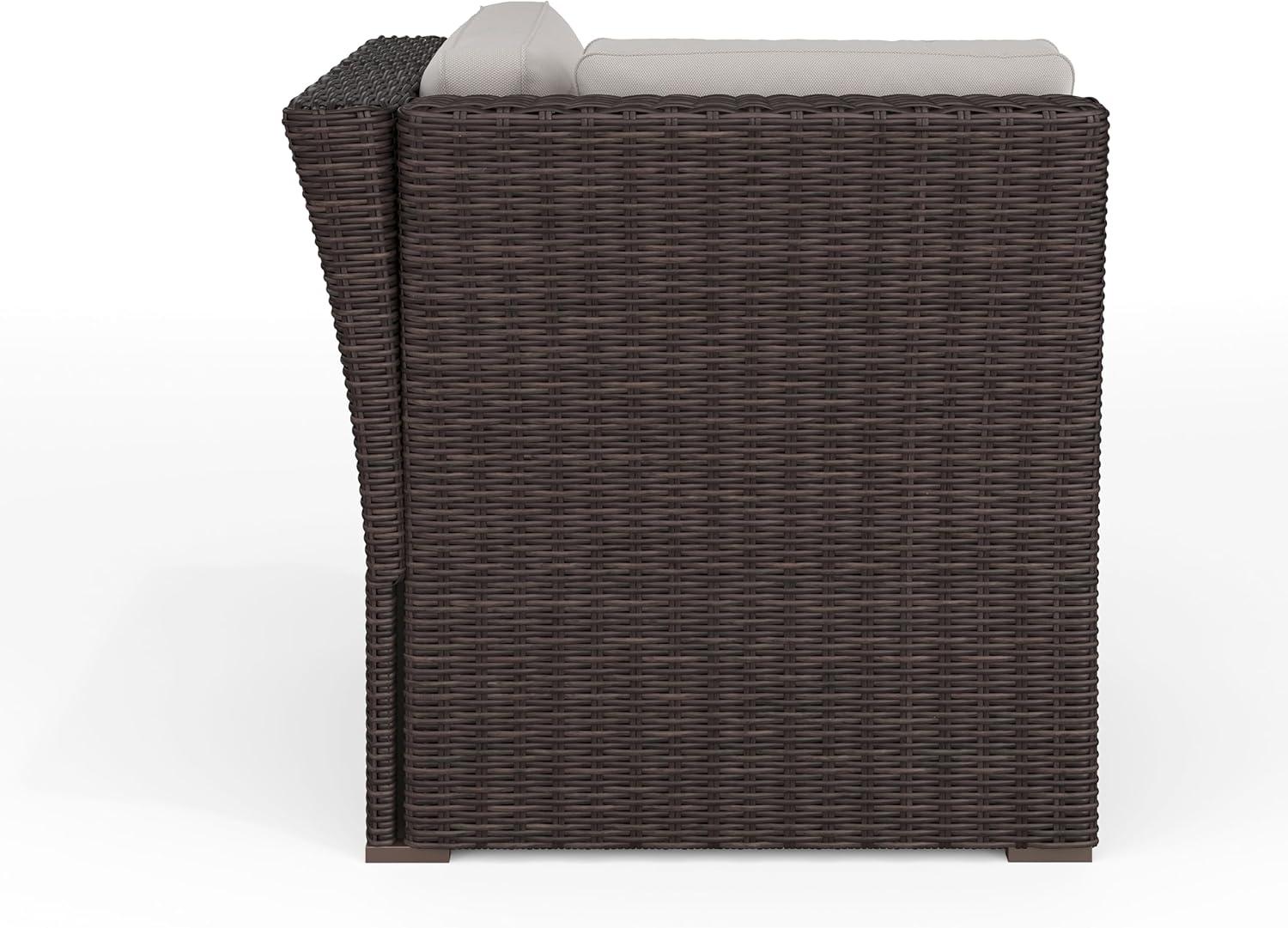 imageMartha Stewart Bedford IndoorOutdoor Modular Patio Sectional Sofa Center Seat with Rattan Wicker Finish in Gray with Gray AllWeather CushionsTan CushionsBrown Frame