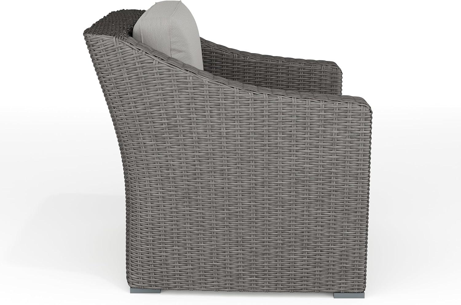 imageMartha Stewart Bedford IndoorOutdoor Patio Accent Chair with Rattan Wicker Finish in Gray with Gray AllWeather CushionsGray CushionsGray Frame