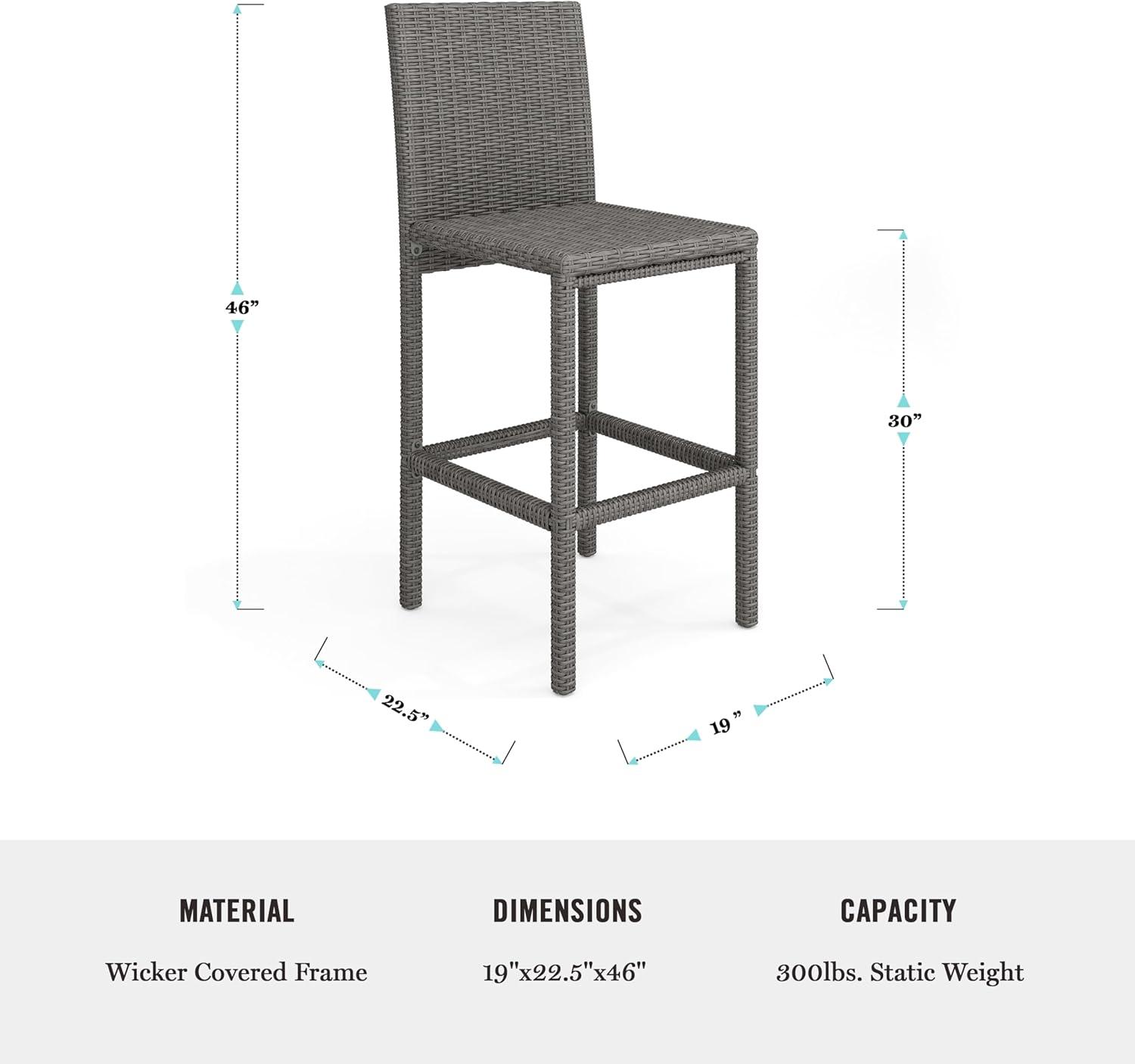 imageMartha Stewart Bedford IndoorOutdoor Patio Bar Stools with Rattan Wicker Finish in Brown Set of 2Grey