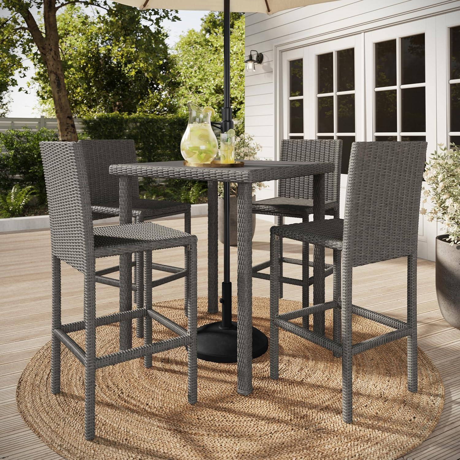 imageMartha Stewart Bedford IndoorOutdoor Patio Bar Stools with Rattan Wicker Finish in Brown Set of 2Grey