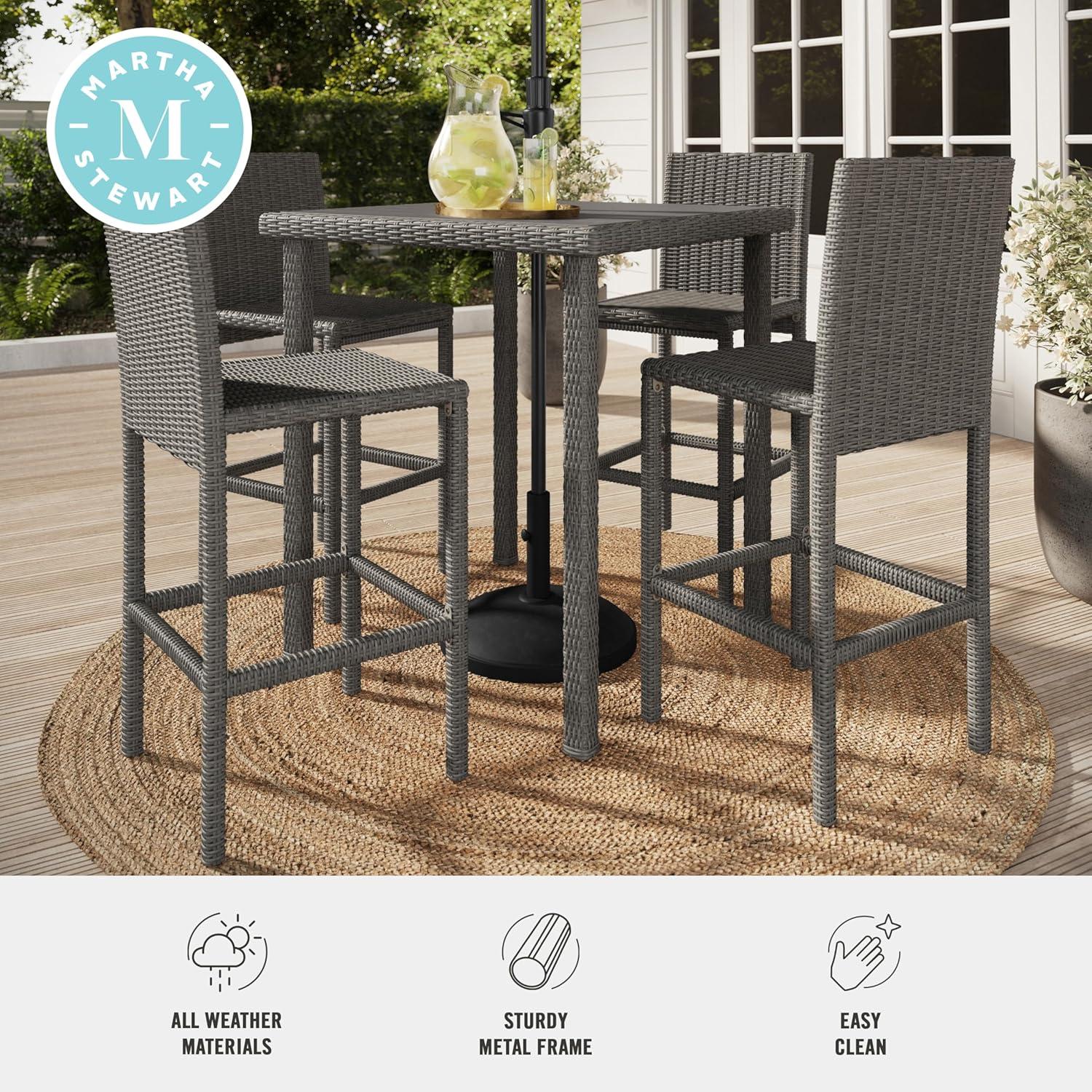 imageMartha Stewart Bedford IndoorOutdoor Patio Bar Stools with Rattan Wicker Finish in Brown Set of 2Grey