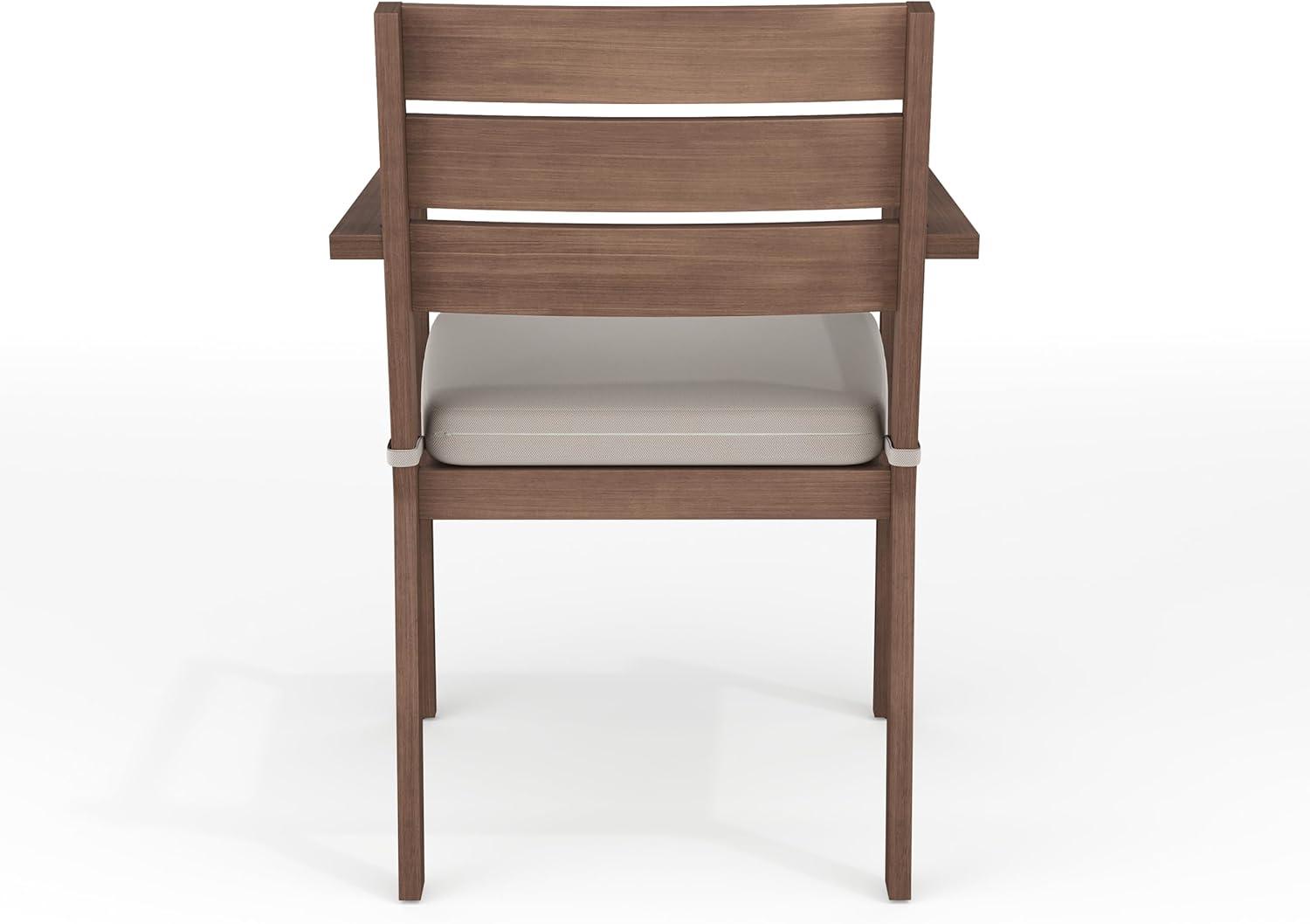 imageMartha Stewart Bedford IndoorOutdoor Stackable Aluminum Patio Armchair with Brushed Woodgrain Finish in Brown and Cream AllWeather CushionBrown