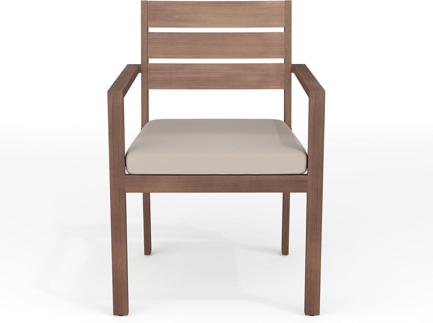 imageMartha Stewart Bedford IndoorOutdoor Stackable Aluminum Patio Armchair with Brushed Woodgrain Finish in Brown and Cream AllWeather CushionBrown
