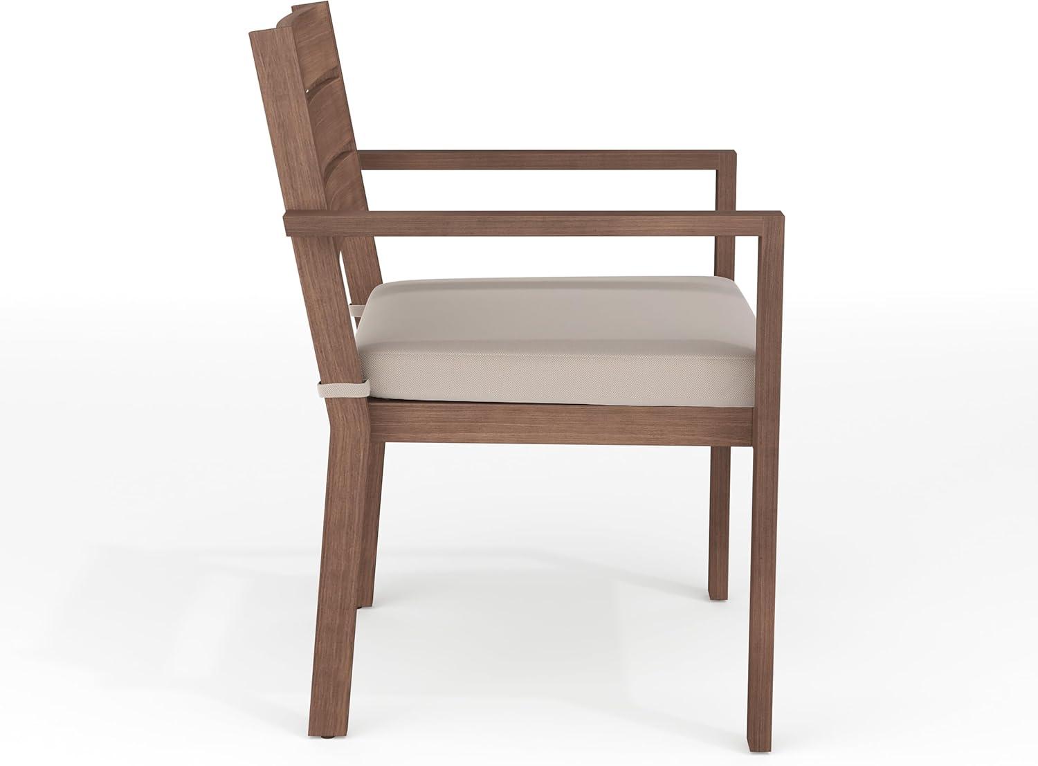 imageMartha Stewart Bedford IndoorOutdoor Stackable Aluminum Patio Armchair with Brushed Woodgrain Finish in Brown and Cream AllWeather CushionBrown