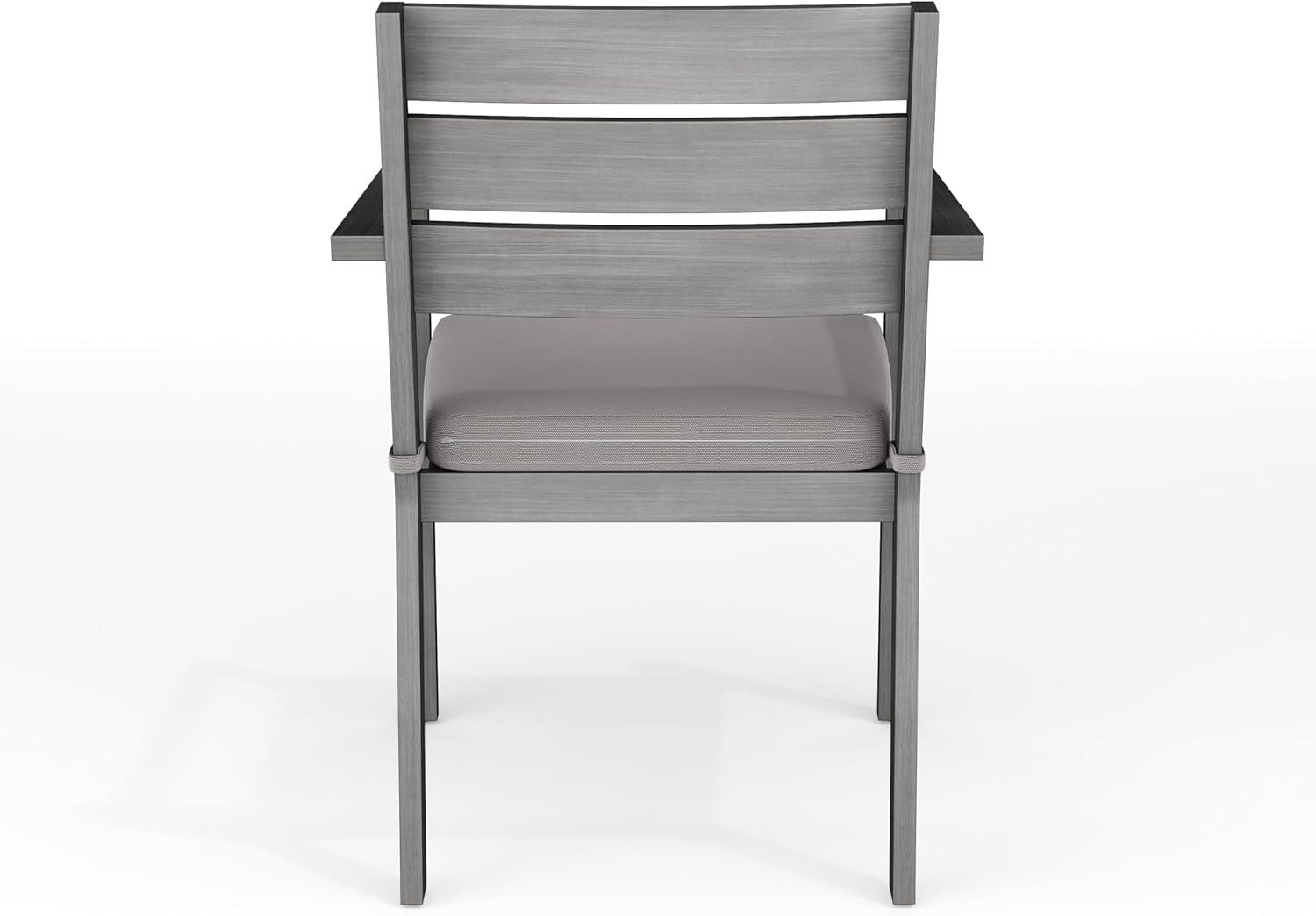imageMartha Stewart Bedford IndoorOutdoor Stackable Aluminum Patio Armchair with Brushed Woodgrain Finish in Brown and Cream AllWeather CushionGrey