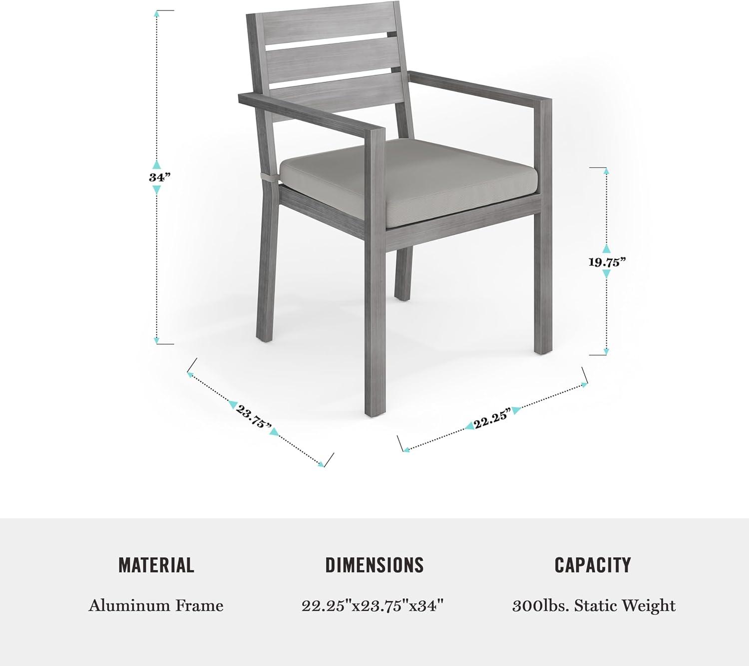 imageMartha Stewart Bedford IndoorOutdoor Stackable Aluminum Patio Armchair with Brushed Woodgrain Finish in Brown and Cream AllWeather CushionGrey