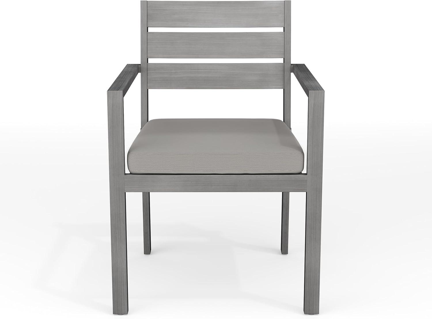 imageMartha Stewart Bedford IndoorOutdoor Stackable Aluminum Patio Armchair with Brushed Woodgrain Finish in Brown and Cream AllWeather CushionGrey
