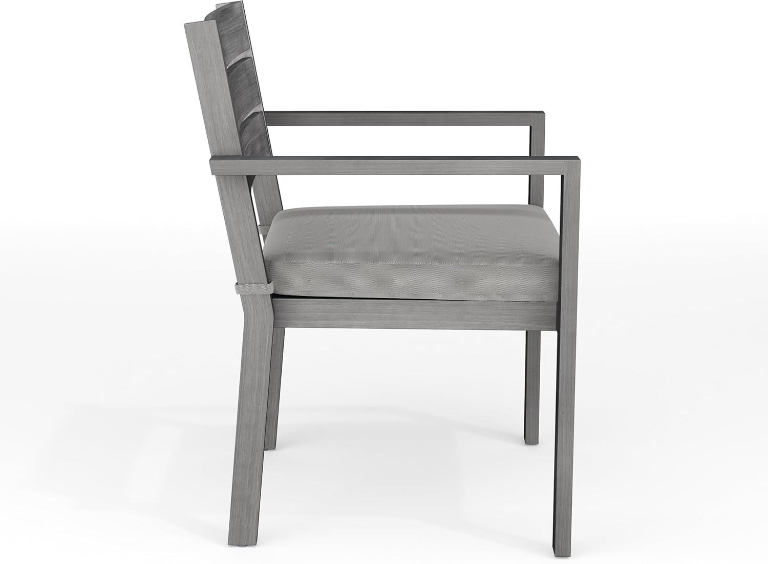 imageMartha Stewart Bedford IndoorOutdoor Stackable Aluminum Patio Armchair with Brushed Woodgrain Finish in Brown and Cream AllWeather CushionGrey