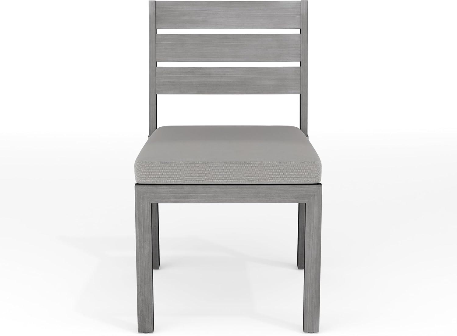 imageMartha Stewart Bedford IndoorOutdoor Stackable Aluminum Patio Chair with Brushed Woodgrain Finish in Gray and Gray AllWeather CushionGrey