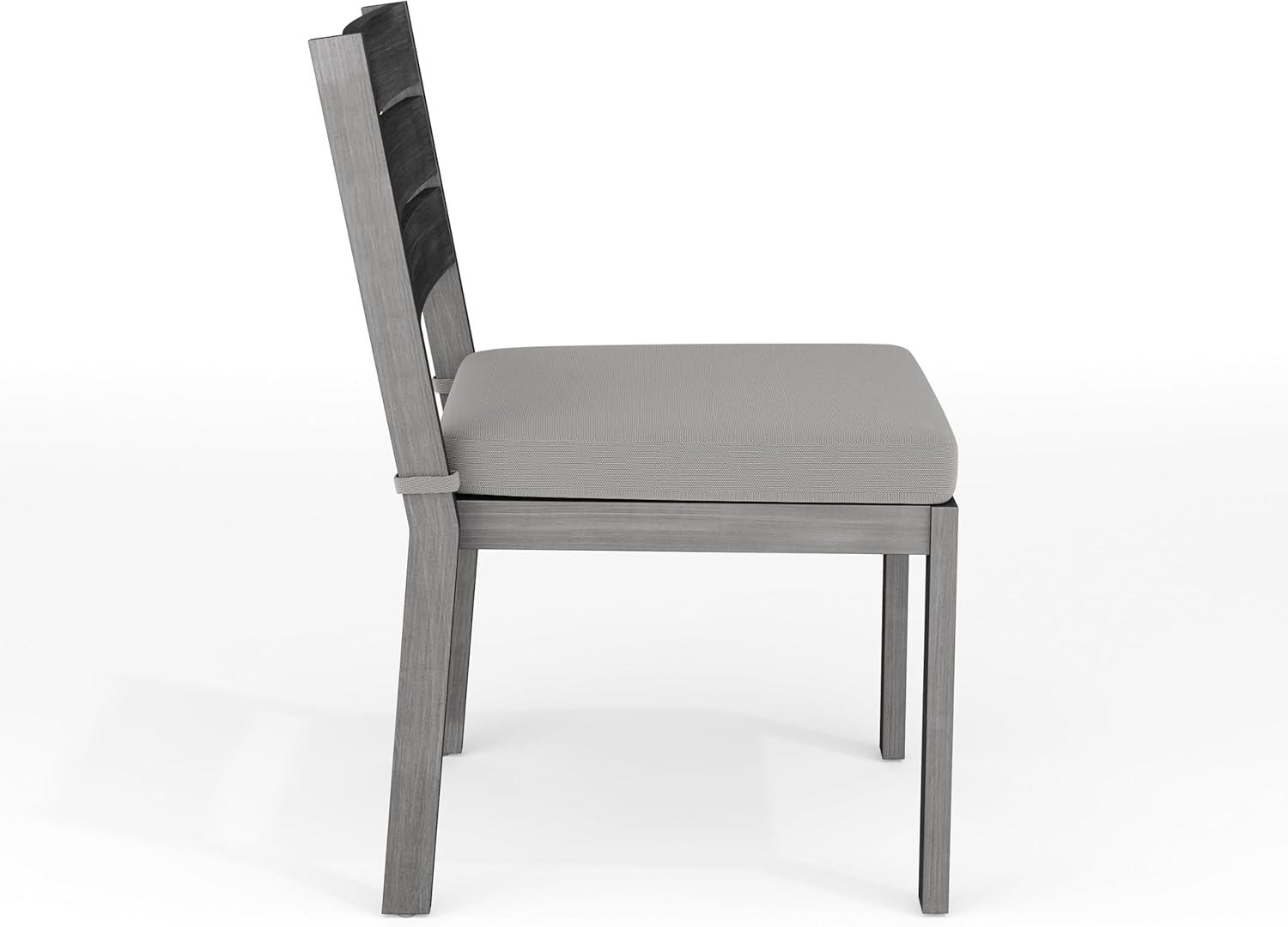 imageMartha Stewart Bedford IndoorOutdoor Stackable Aluminum Patio Chair with Brushed Woodgrain Finish in Gray and Gray AllWeather CushionGrey